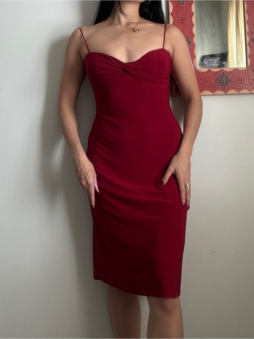 Vintage laundry by Shelli Segal push up Red Spaghetti-Strap Midi Dress